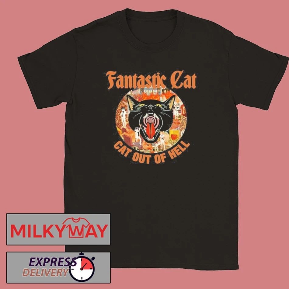 Fantastic Cat Black Tee Cat Out Of Hell shirt