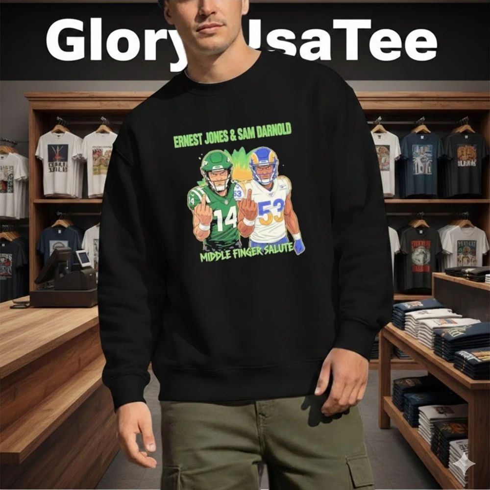 Ernest Jones & Sam Darnold Middle Finger Salute Graphic Design Shirt