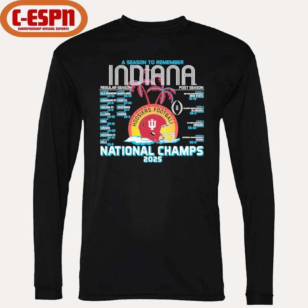 Indiana Football CFP National Champions Retro Schedule T-Shirt