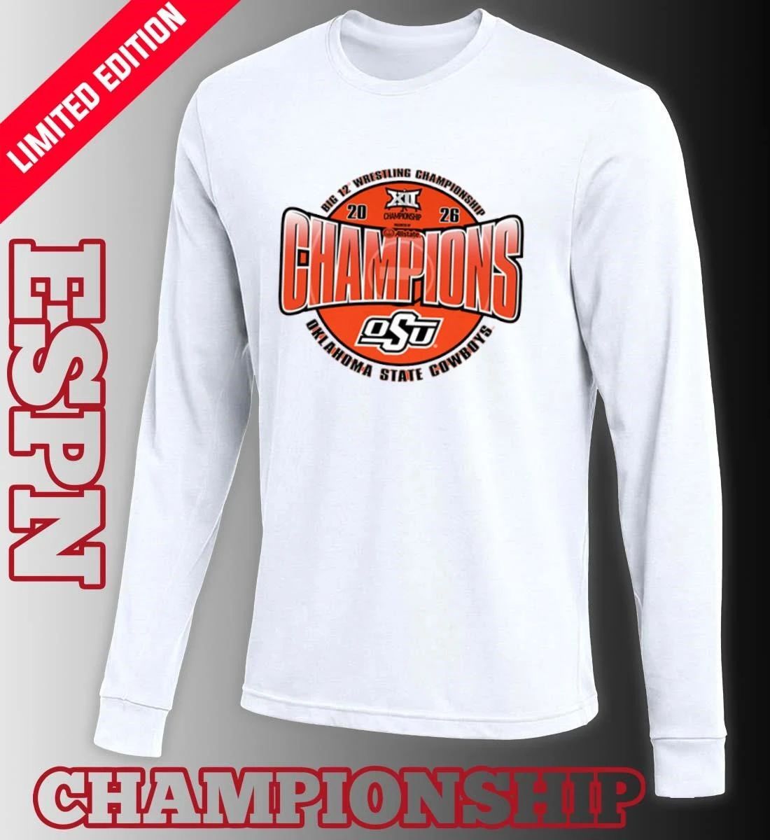 Oklahoma State Cowboys 2026 Big 12 Wrestling Champions Shirt