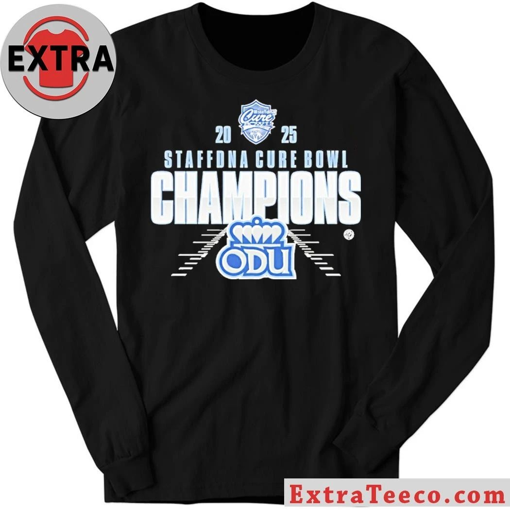 Celebrating Team ODU’s victory at the 2025 StaffDNA Cure Bowl Shirt