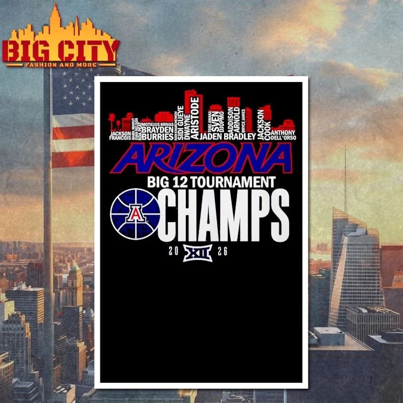 Arizona Wildcats Big 12 tournament champs 2026 name sky line T-shirt