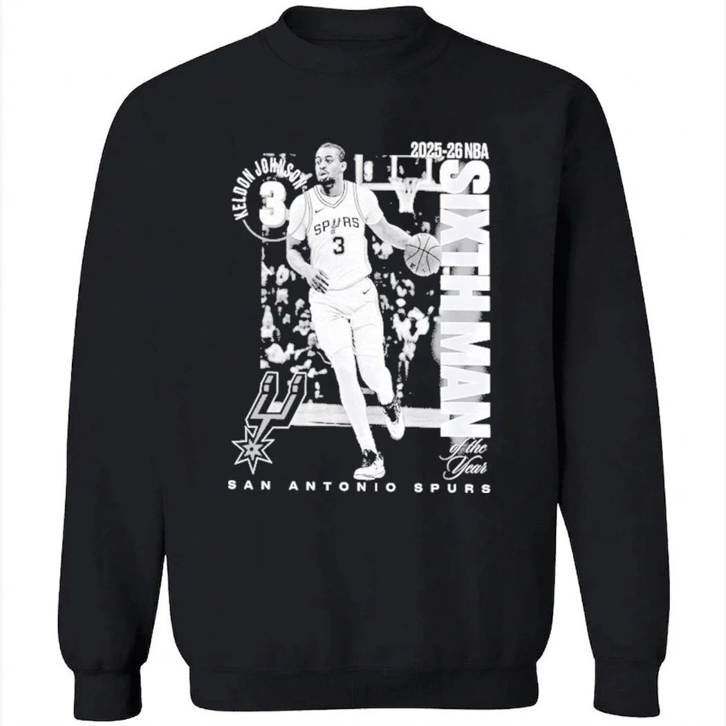 San Antonio Spurs Keldon Johnson Black 2025-26 NBA Sixth Man Legacy T-Shirt