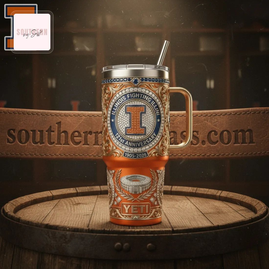 Illinois Fighting Illini 121st Anniversary Yeti Handled Tumbler
