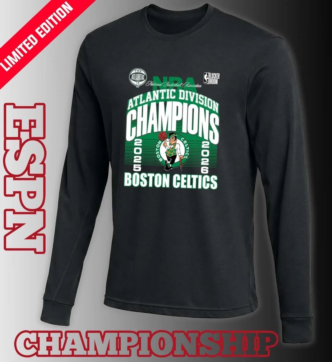 Boston Celtics 2026 Atlantic Division Champions Locker Room T-Shirt