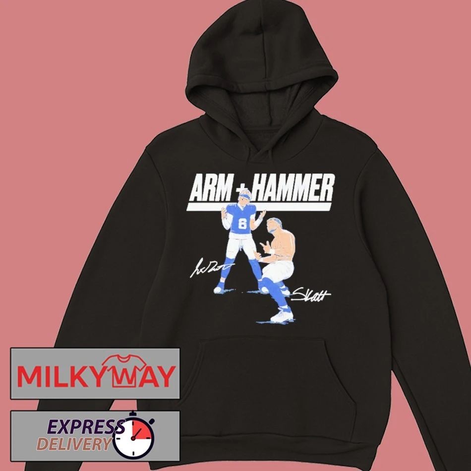 Jaxson Dart and Cam Skattebo Arm Hammer New York Giants signature shirt