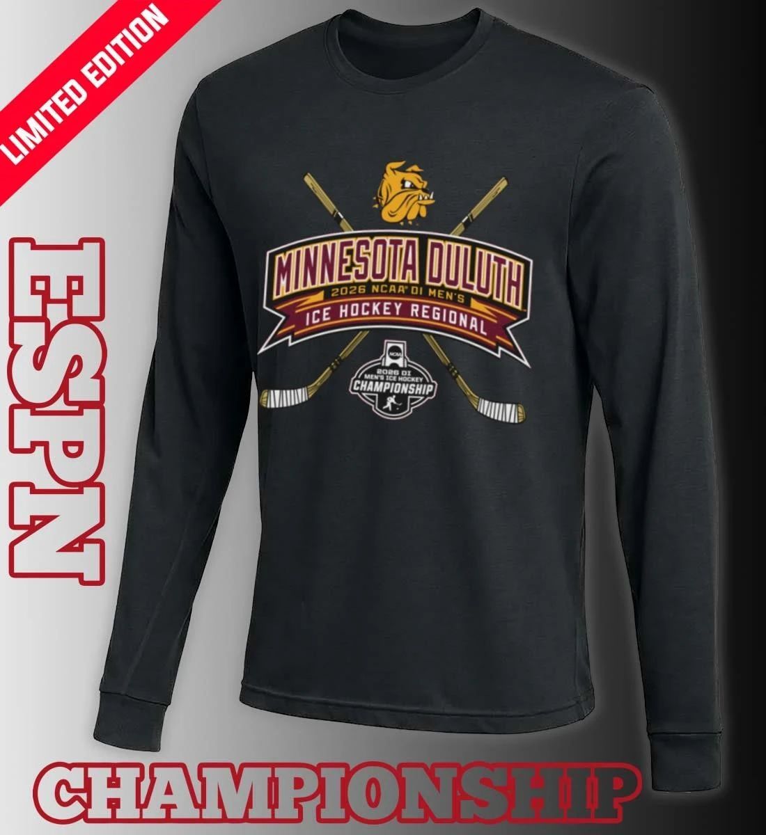 Minnesota Duluth Bulldogs 2026 NCAA DI Men’s Ice Hockey Regionals T-Shirt