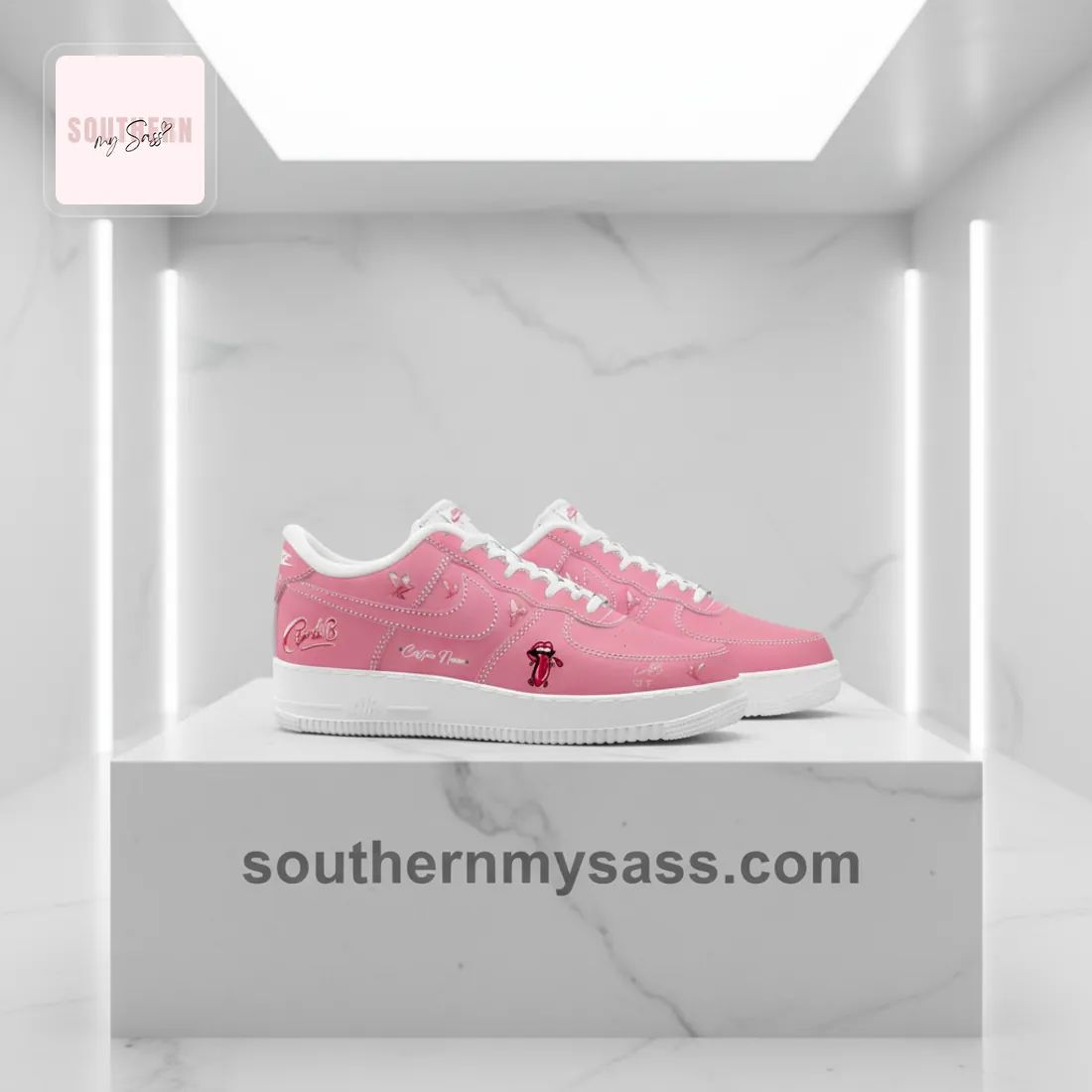 Cardi B Pink Custom Name Air Force 1 Sneakers