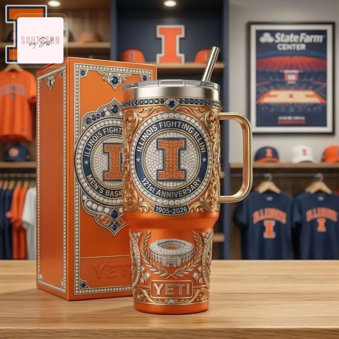 Illinois Fighting Illini 121st Anniversary Yeti Handled Tumbler