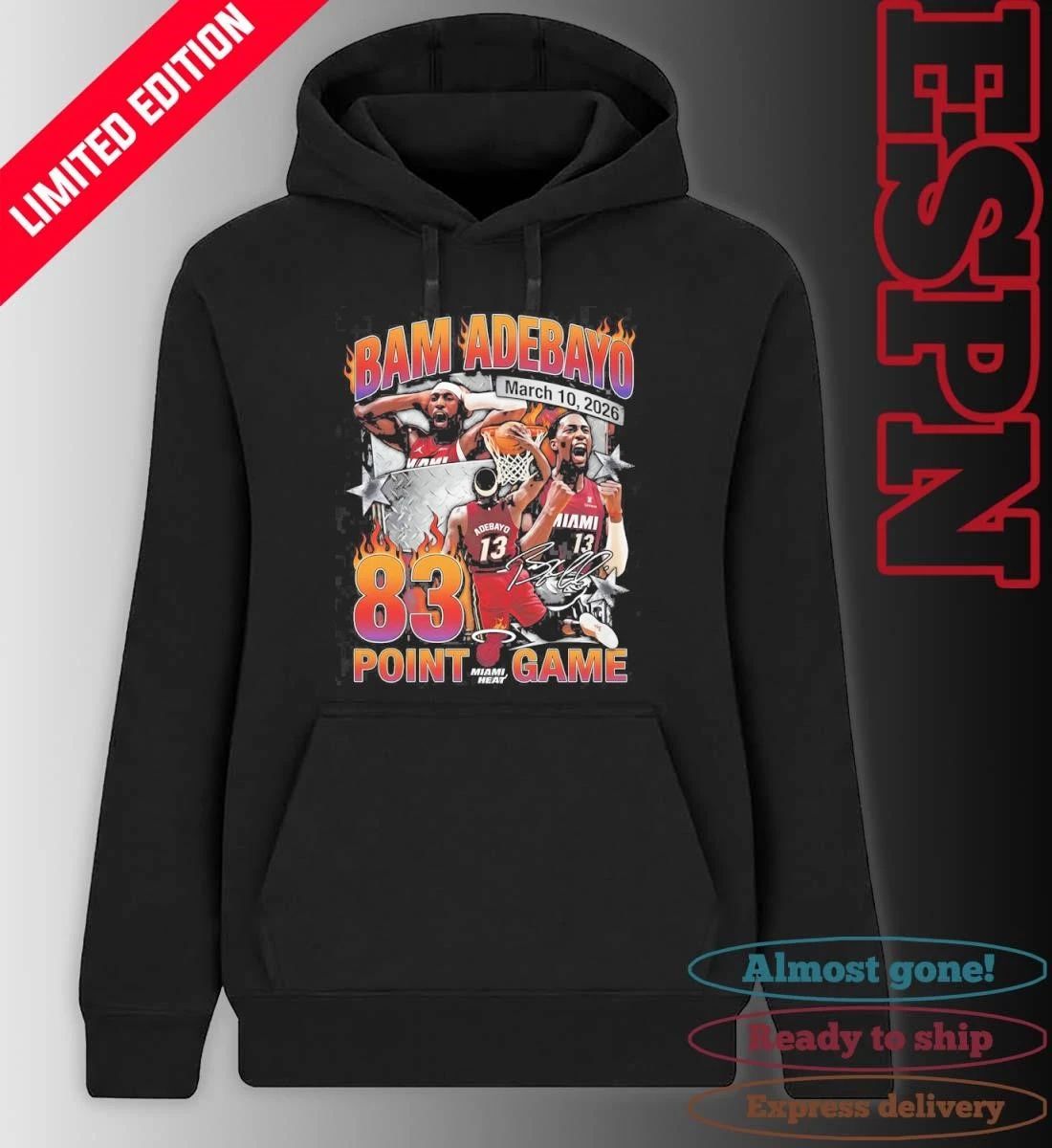 Bam Adebayo Miami Heat 83 Point Game March 10, 2026 Shirt