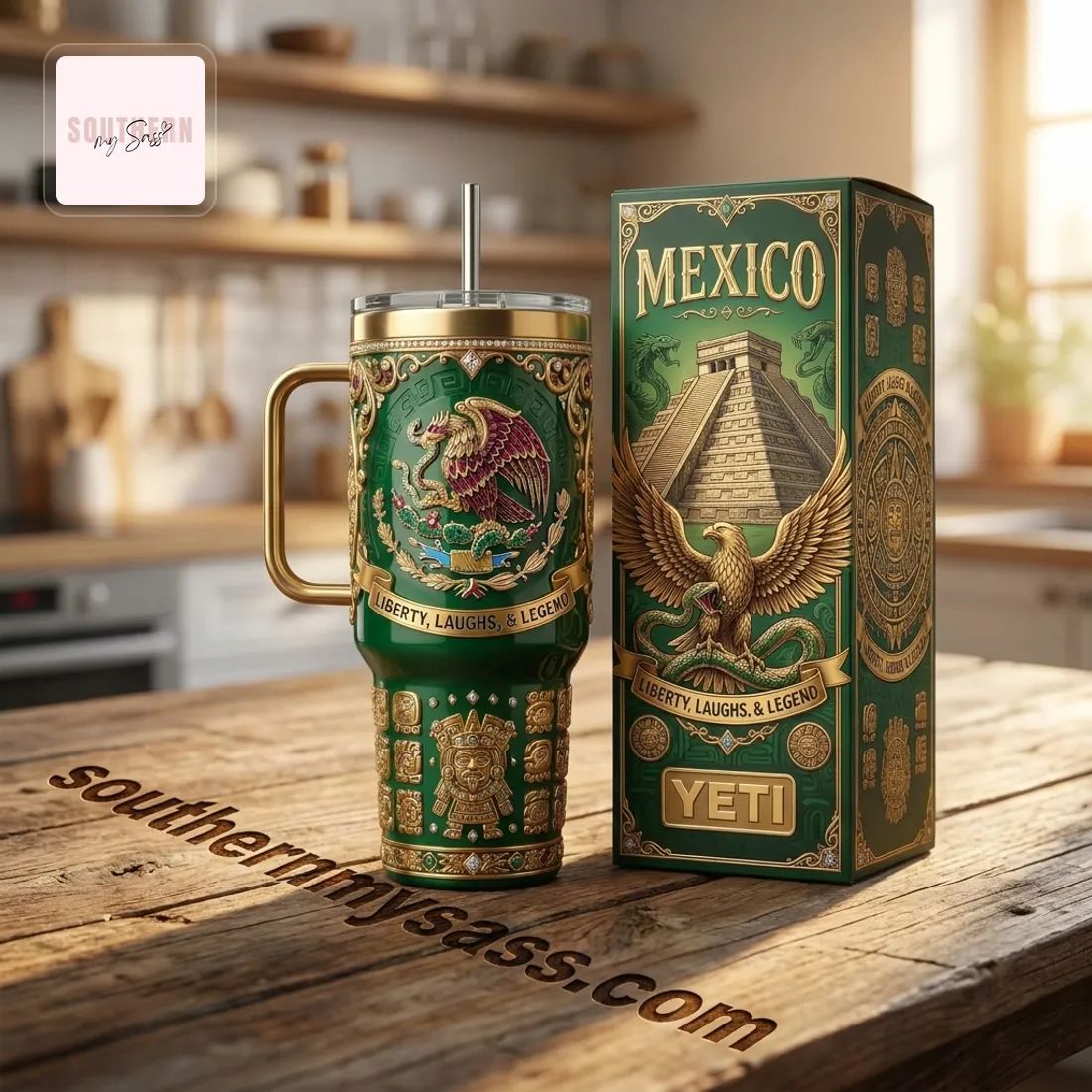 Mexican Heritage 40oz Insulated Tumbler with Handle