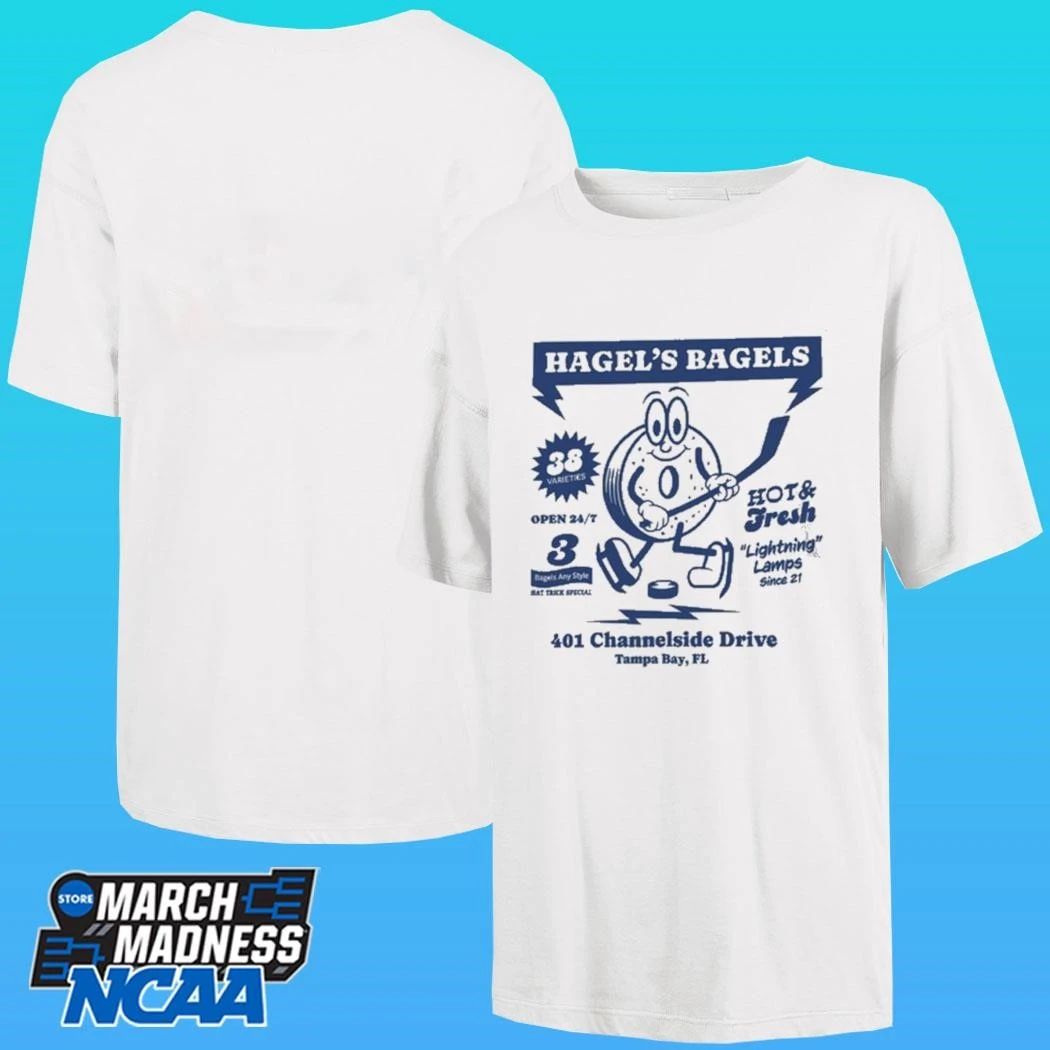 Hagel’s Bagels Hot Fresh 401 Channelside Drive Tampa Bay Lighting Shirt