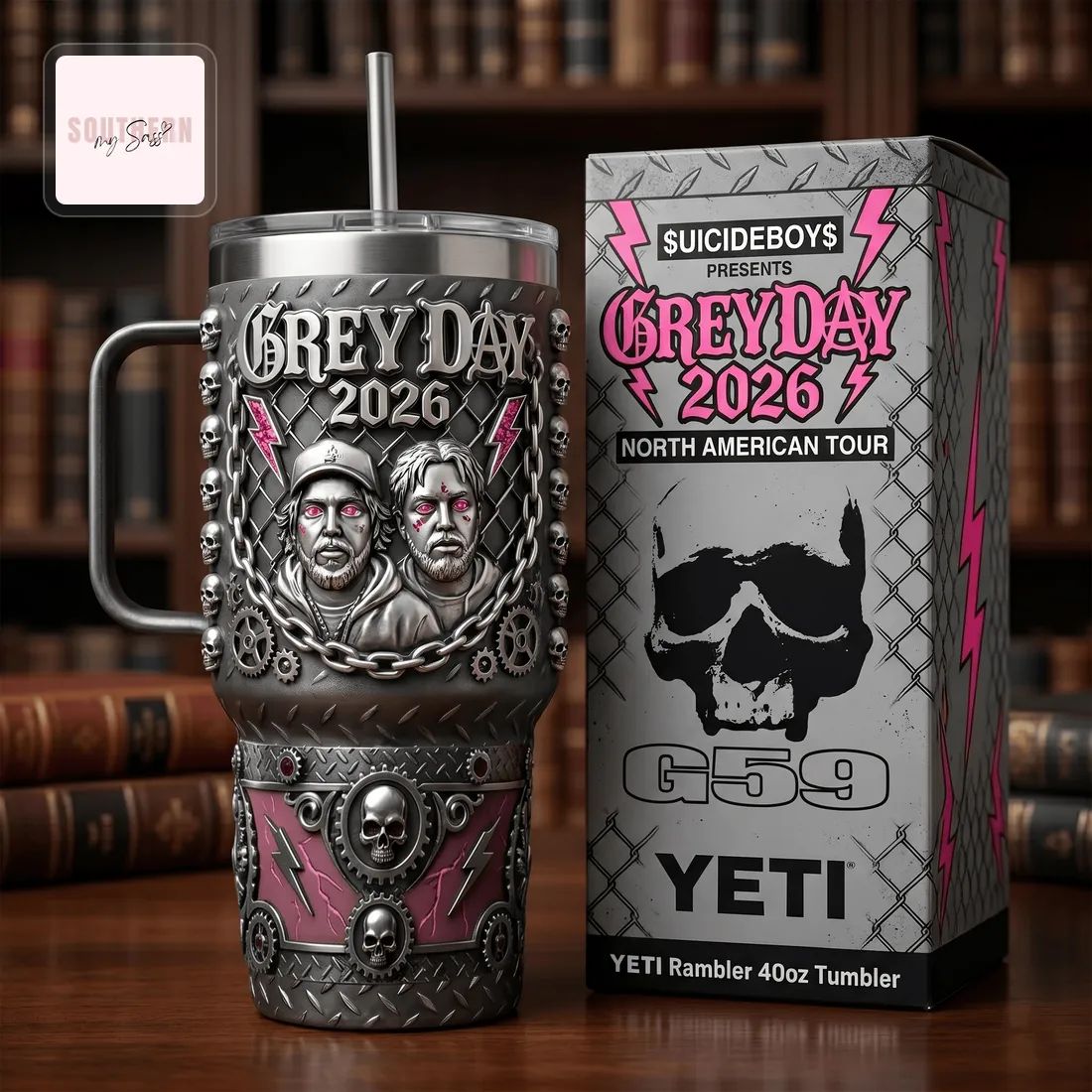 $UICIDEBOY$ Grey Day 2026 North American Tour 40oz Insulated Tumbler with Handle