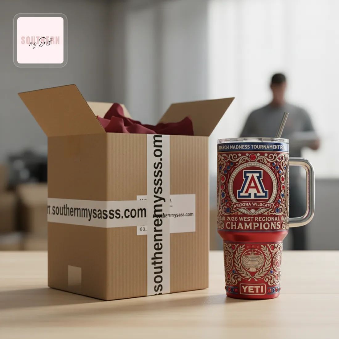 Arizona Wildcats 2026 West Regional Champions March Madness Handled Tumbler