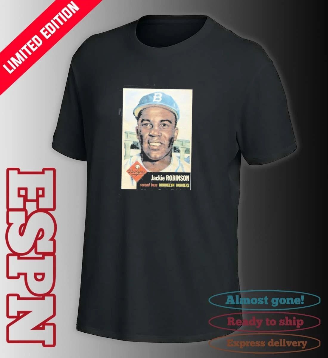 1953 Topps Baseball Jackie Robinson Dodgers shirt
