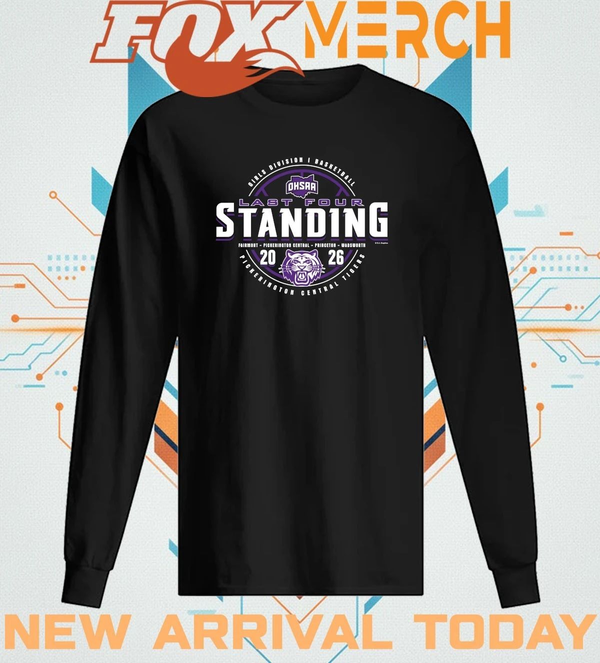Pickerington Central Tigers 2026 OHSAA Girls Basketball D1 Last Four Standing t-shirt