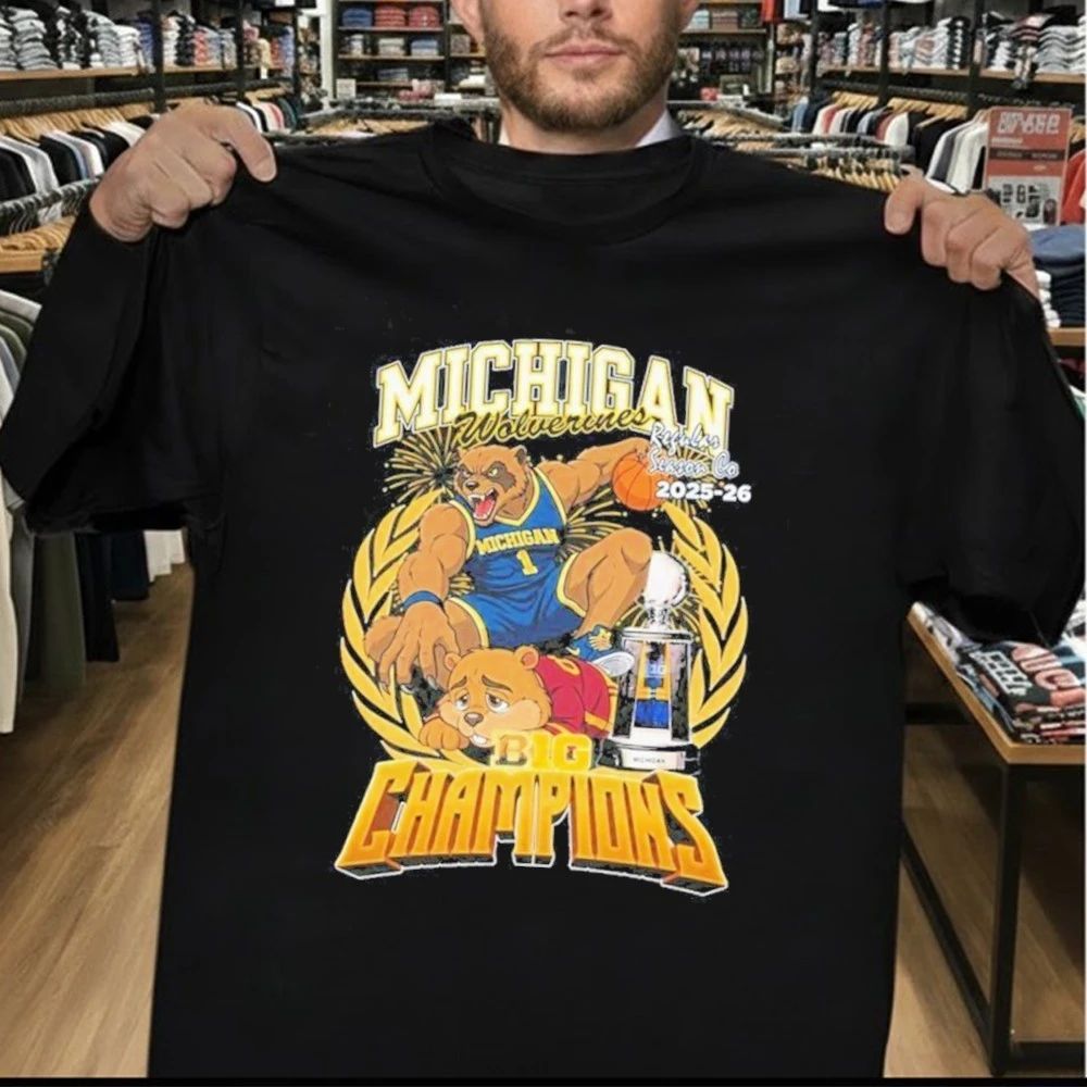 Michigan Wolverines Regular Season Co 2025-26 Big Ten Champions Mascot Trophy Shirt