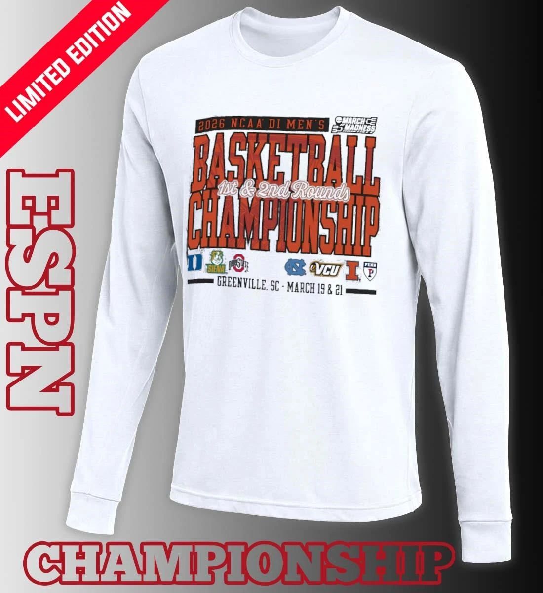 Greenville, SC 2026 NCAA DI Men’s Basketball Championship – March 19 & 21 T-Shirt