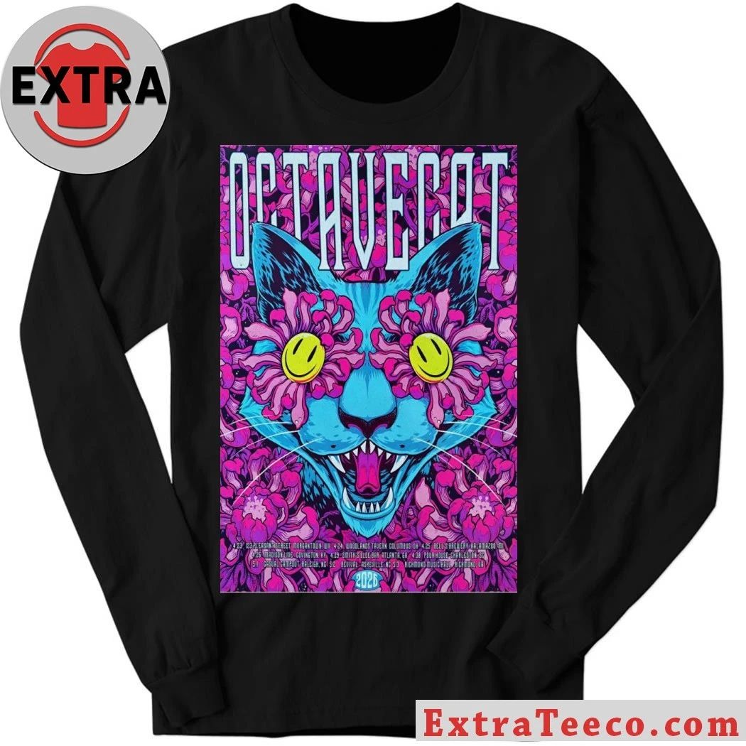 Octave Cat Psychedelic Spring 2026 Tour Poster T-Shirt