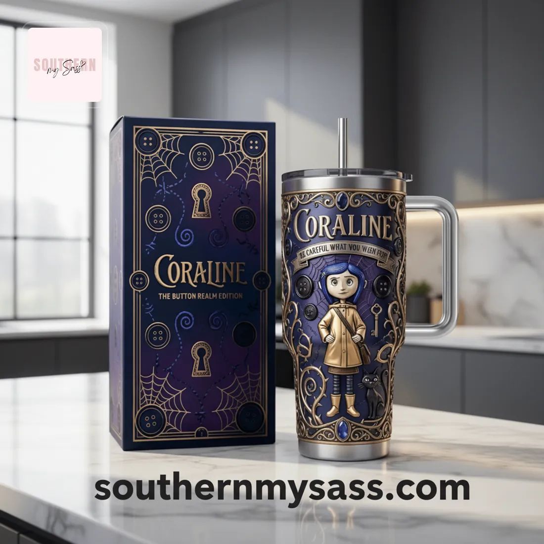 Coraline The Button Realm Edition 3D Embossed 40oz Tumbler