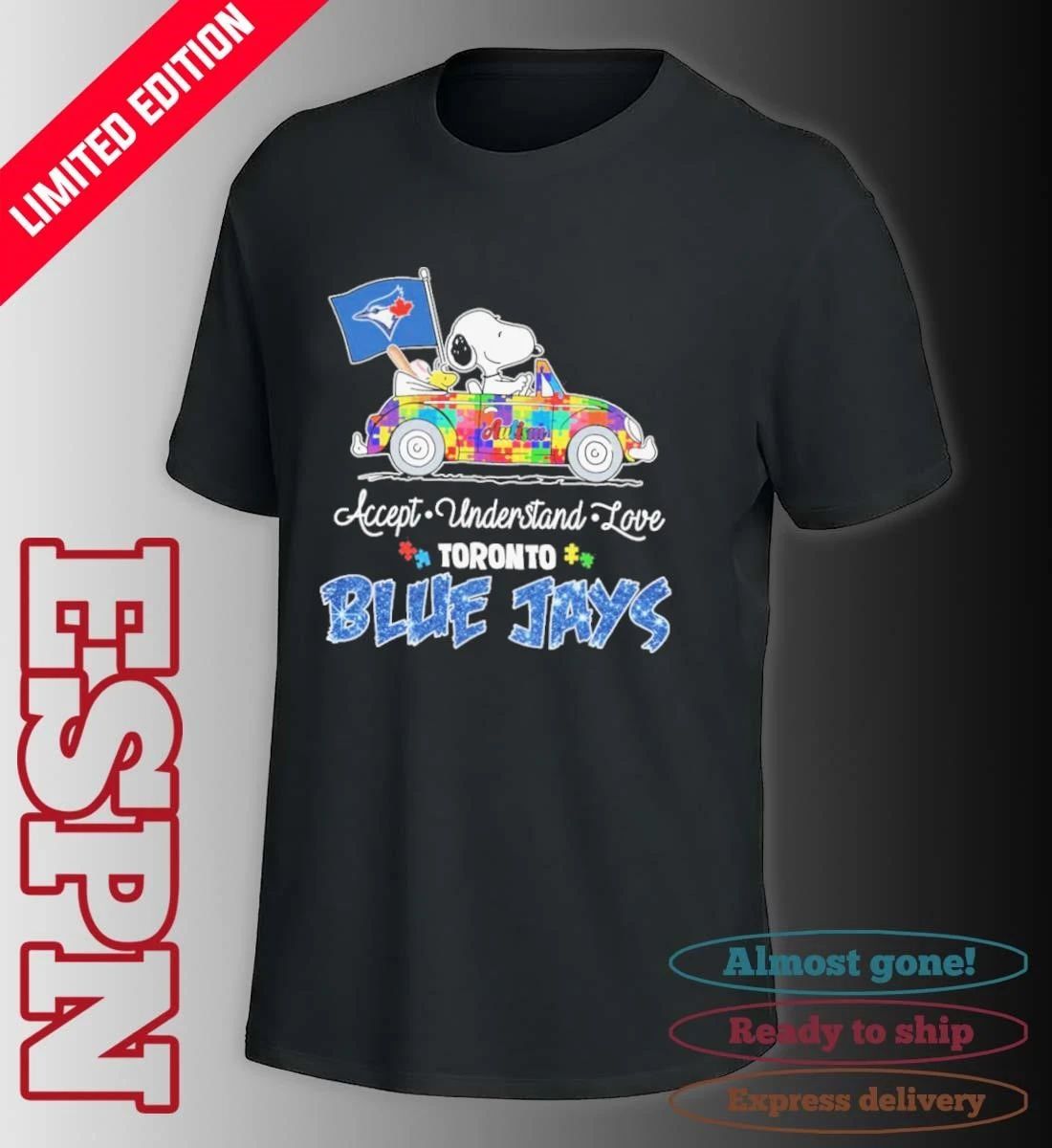 The Peanuts Driving Car X Toronto Blue Jays Autism Accept Understand Love Shirt