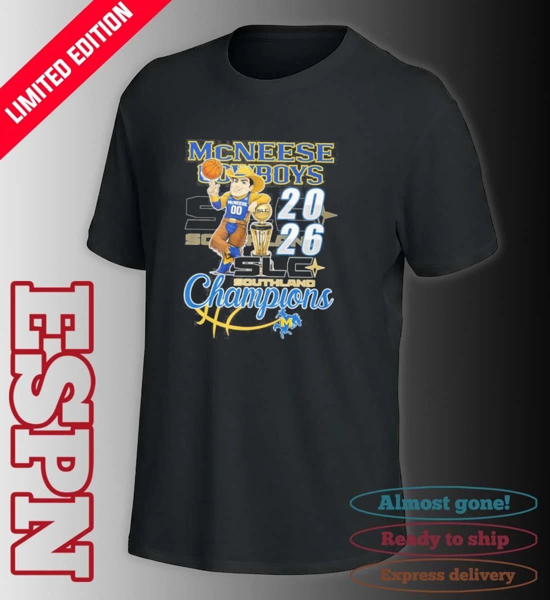 Mcneese State Cowboys Mascot 2026 Southland Men’s Basketball Champions Shirt