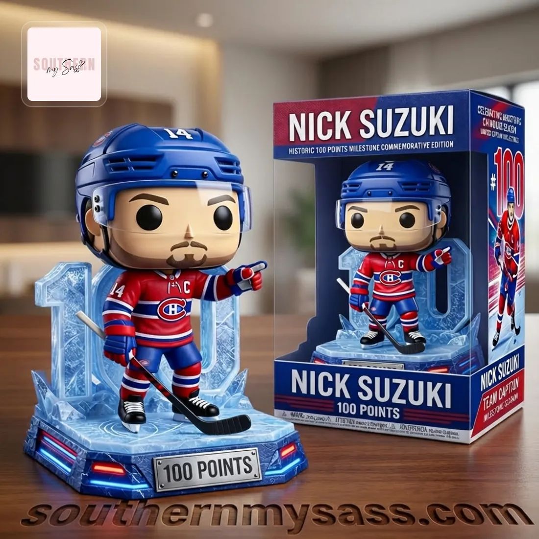 Nick Suzuki Montreal Canadiens 100 Points Milestone Commemorative Pop Figure Doll