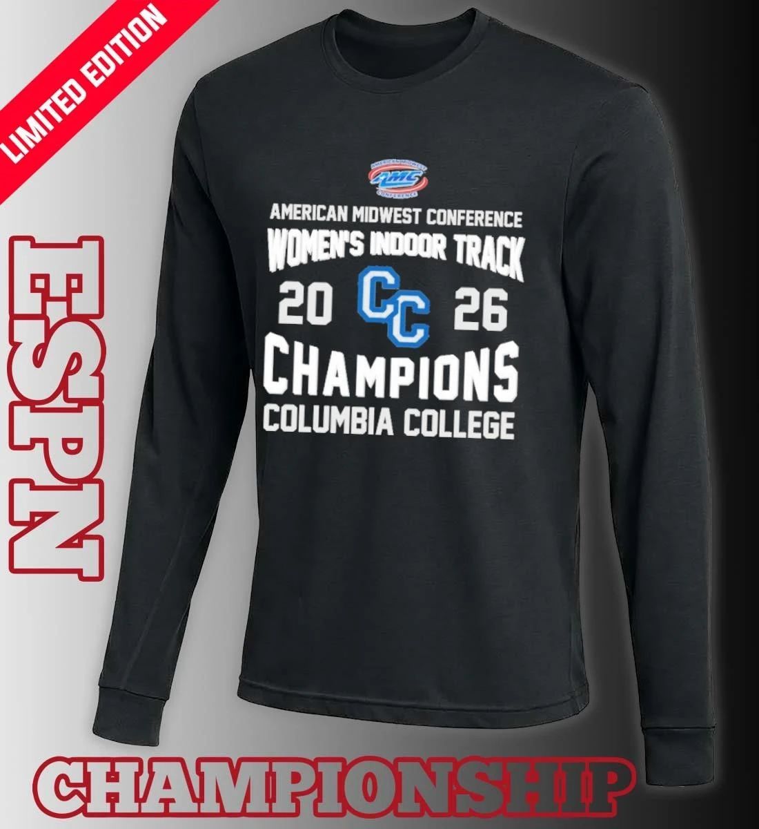 Columbia College 2026 AMC Women’s Indoor Track Champions Shirt