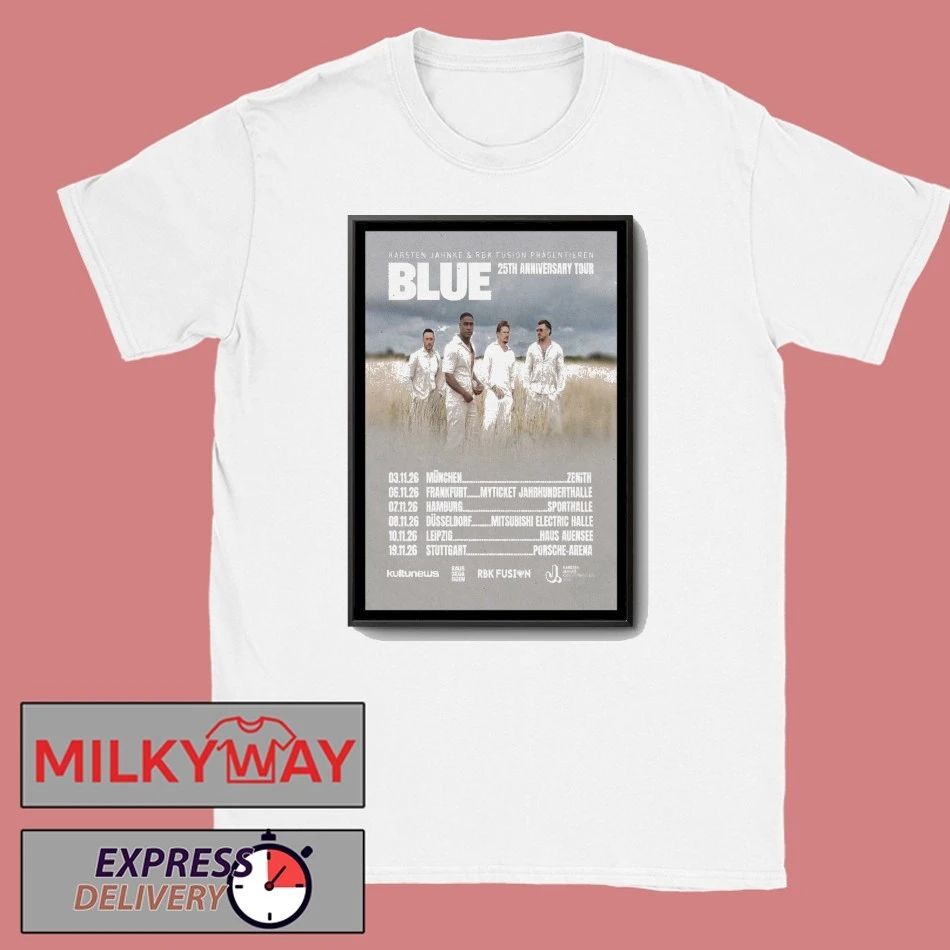Blue 25th Anniversary New Tour 2025 Poster shirt