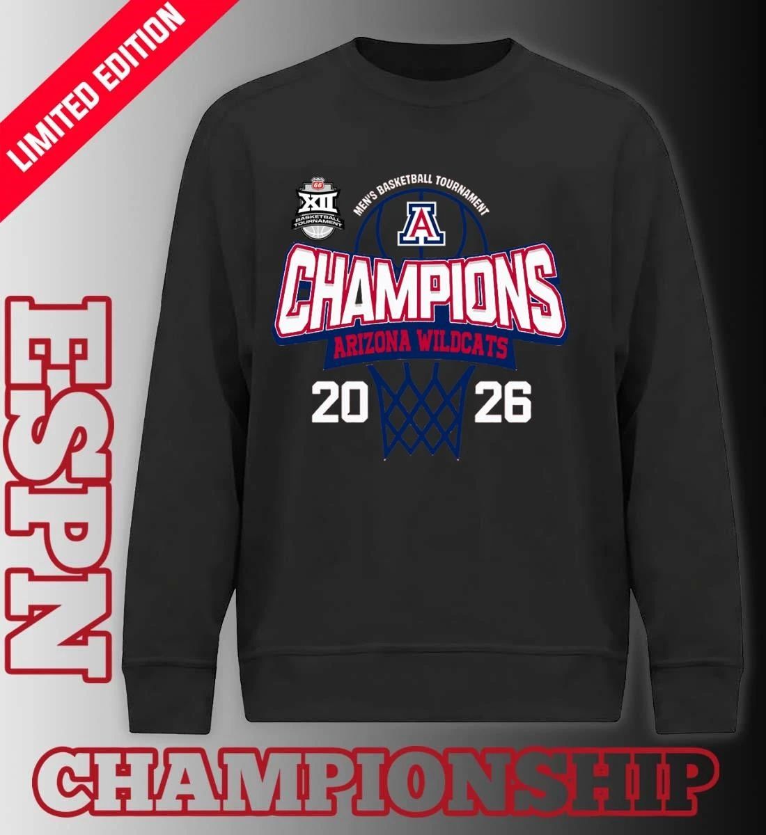 Big 12 Conference Men’s Basketball Tournament 2026 Champions Arizona Wildcats T-Shirt