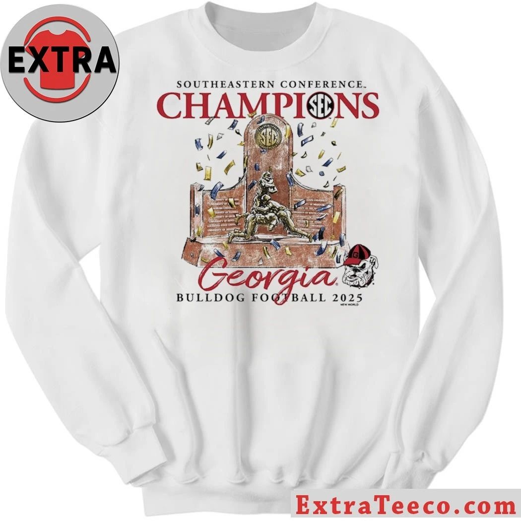 Georgia Bulldogs 2025 Southeastern Conference Football Champions Trophy 28-7 December 7, 2025 Logo Shirt