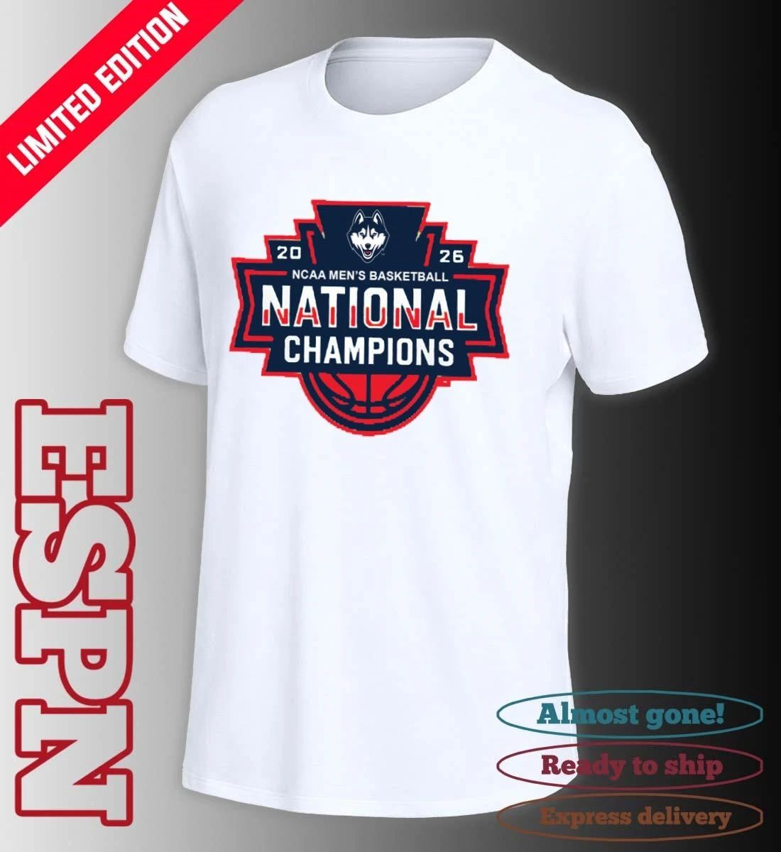 UConn Huskies 2026 NCAA DI Men’s Basketball National Champions Official Logo T-Shirt
