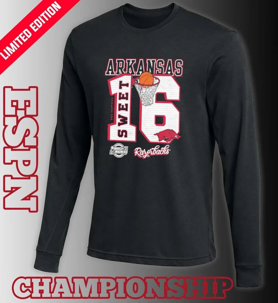 Arkansas Razorbacks Sweet 16 NCAA March Madness Shirt