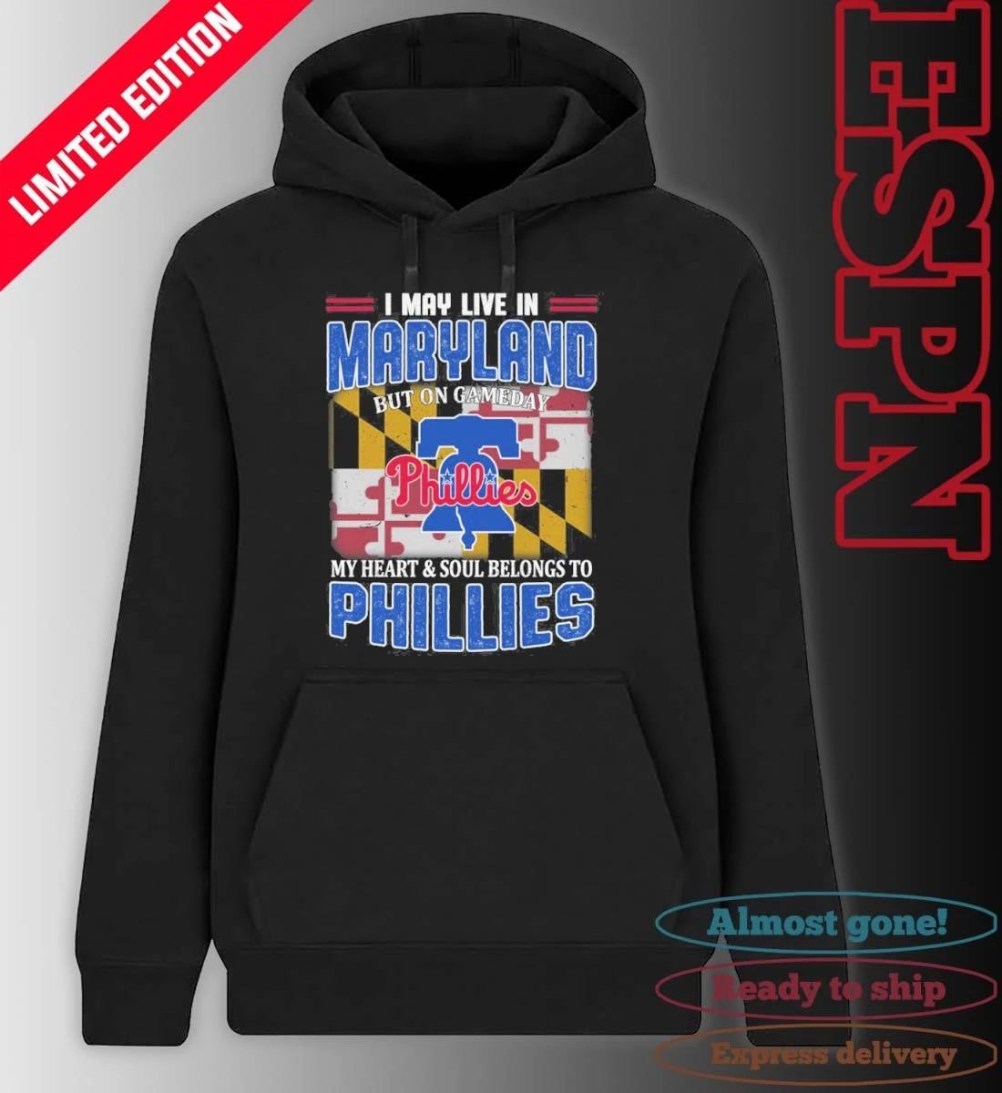 I May Live In Maryland But On Gameday My Heart & Soul Belongs To Philadelphia Phillies Shirt