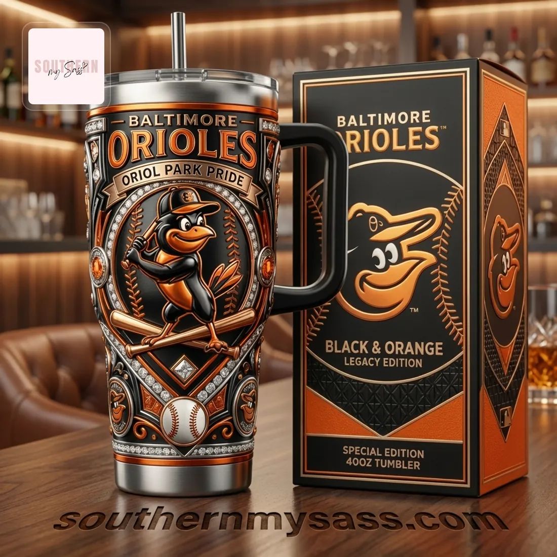 Baltimore Orioles Black & Orange Legacy Edition 40oz Tumbler With Handle