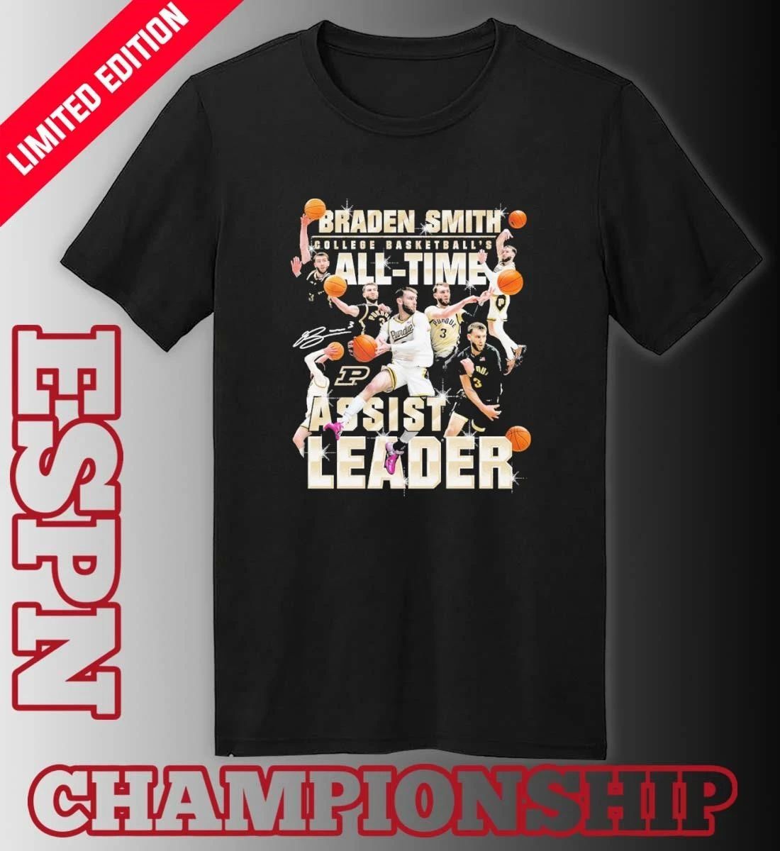 Purdue Boilermakers Men’s Basketball Braden Smith Assist Record Shirt