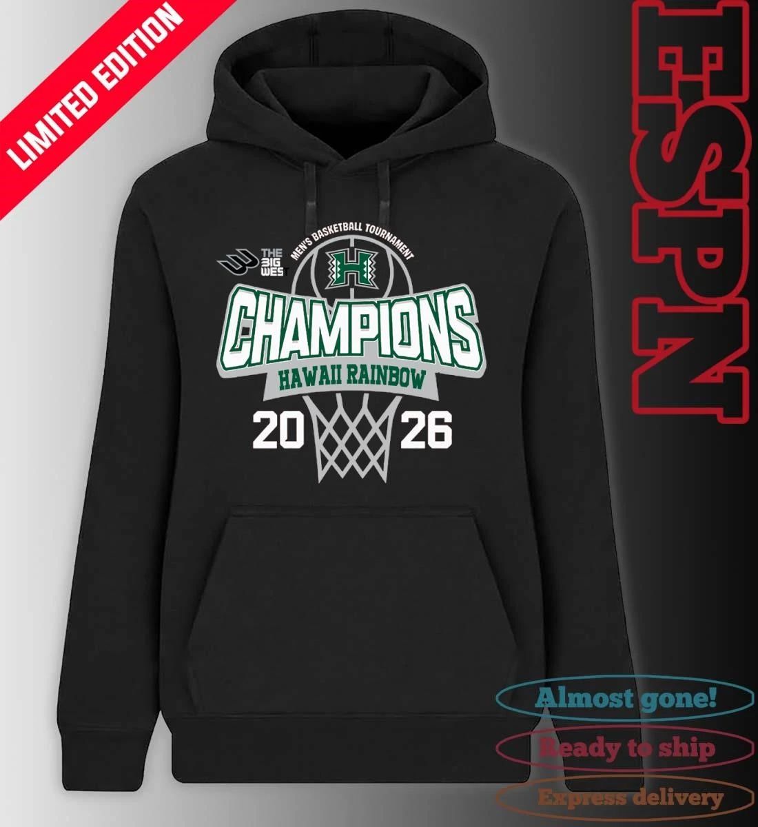 Big West Conference Men’s Basketball Tournament 2026 Champions Hawaii Rainbow Warriors T-Shirt