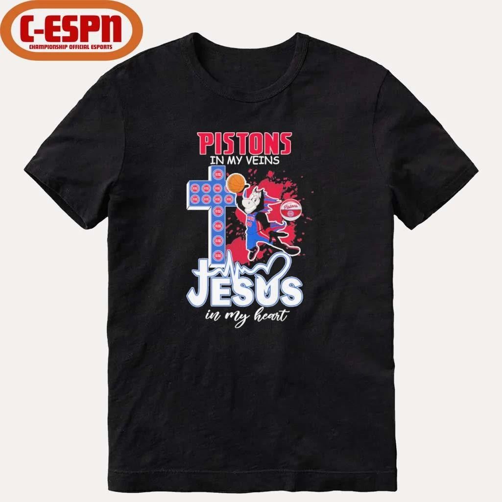Detroit Pistons Mascot In My Veins Jesus In My Heart Shirt