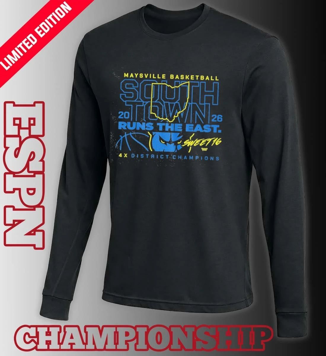 Maysville Basketball 2026 Runs the East 4X District Champions Shirt