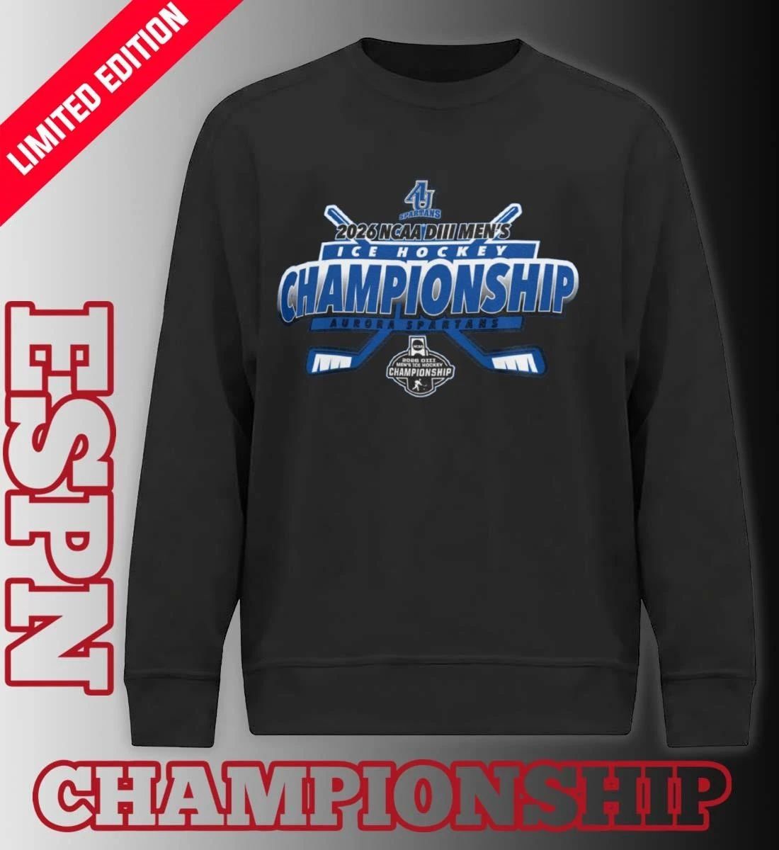 Aurora Spartans 2026 NCAA DIII Men’s Ice Hockey Championship T-Shirt