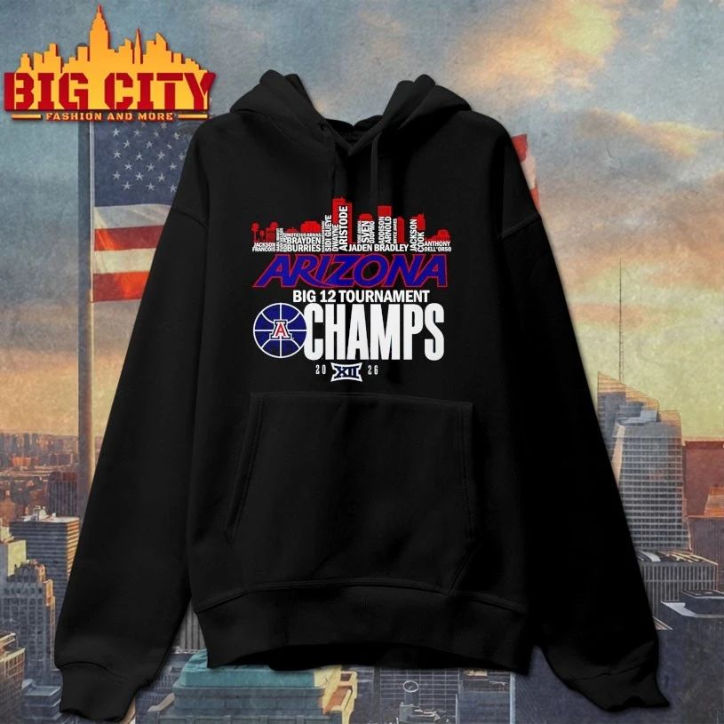 Arizona Wildcats Big 12 tournament champs 2026 name sky line T-shirt