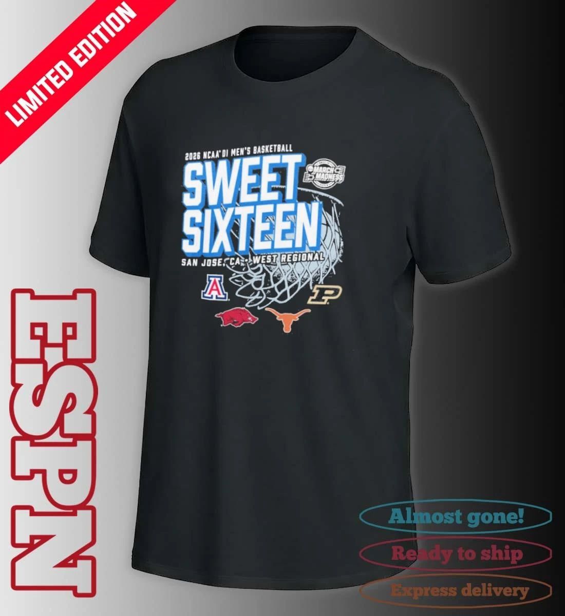 San Jose, CA West Regional 2026 NCAA DI Men’s Basketball Sweet Sixteen T-Shirt