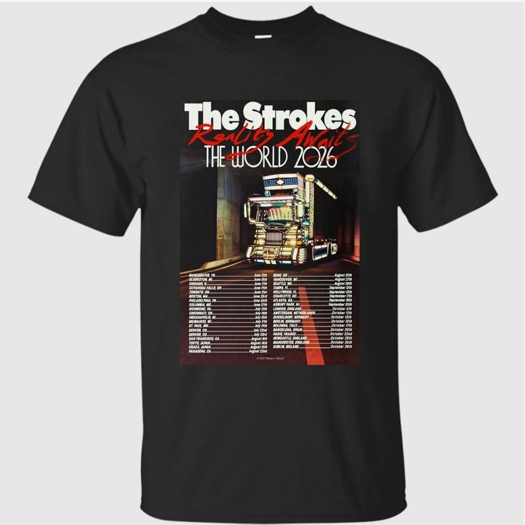 The Strokes Reality Awaits The World Tour 2026 Poster Shirt