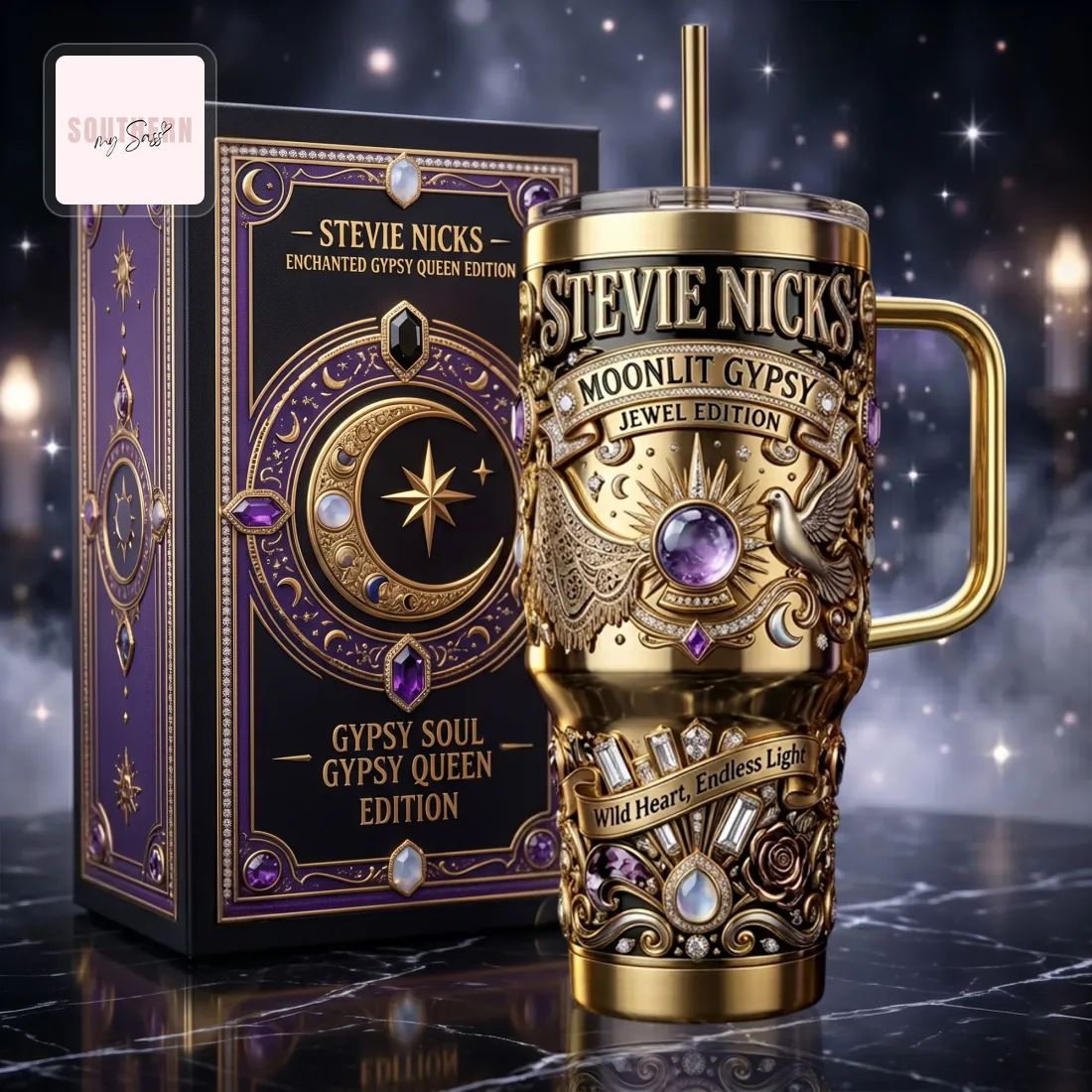 Stevie Nicks Moonlit Gypsy Jewel Edition 40oz Insulated Tumbler With Handle