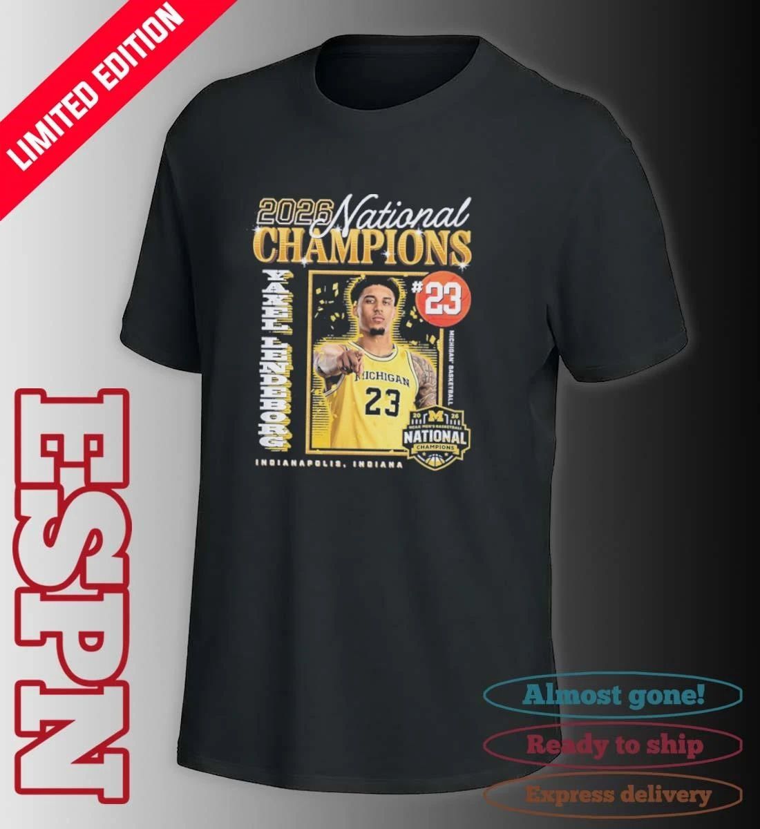 Yaxel Lendeborg Michigan Wolverines 2026 Men’s Basketball National Champions Shirt