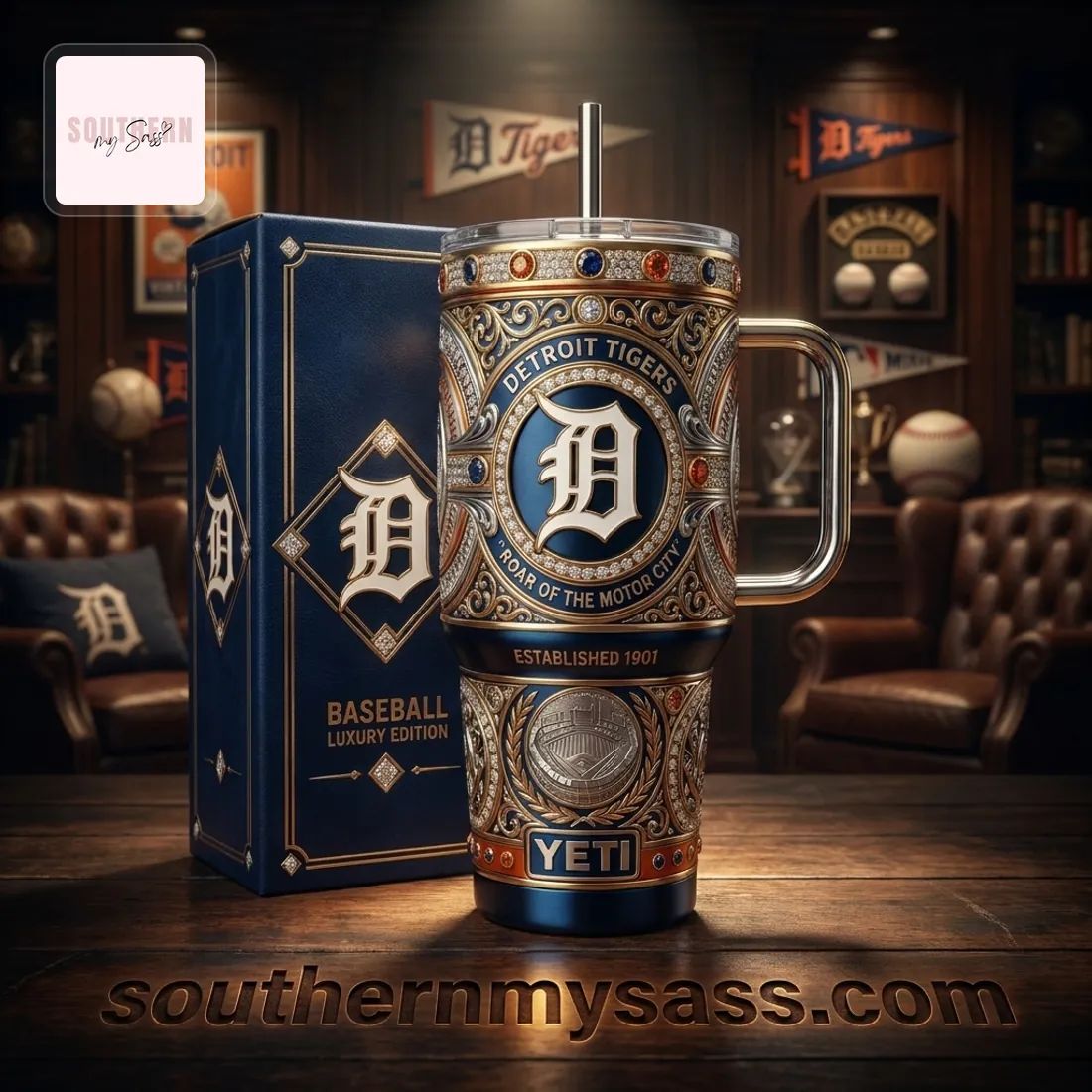 Detroit Tigers Luxury Edition YETI 40 oz Insulated Tumbler