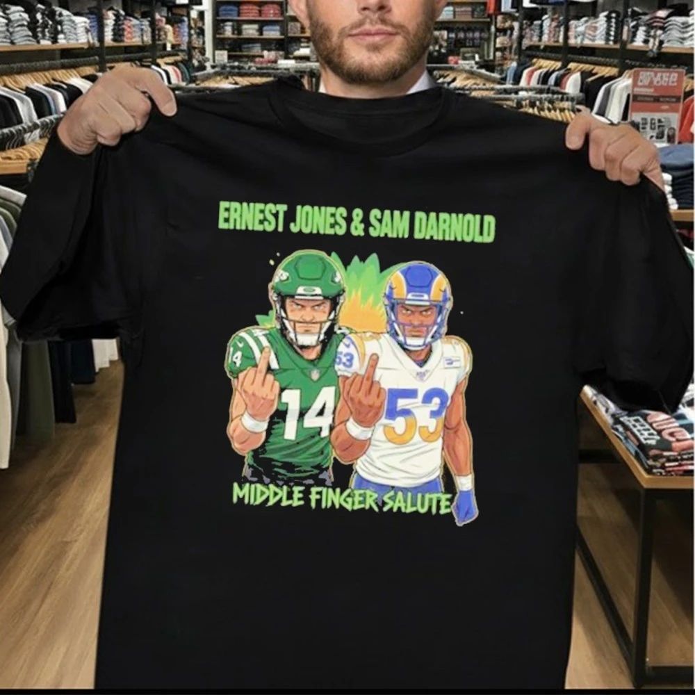 Ernest Jones & Sam Darnold Middle Finger Salute Graphic Design Shirt