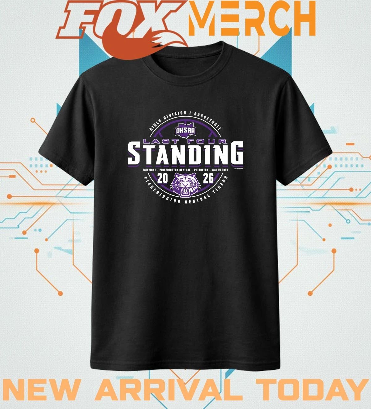 Pickerington Central Tigers 2026 OHSAA Girls Basketball D1 Last Four Standing t-shirt