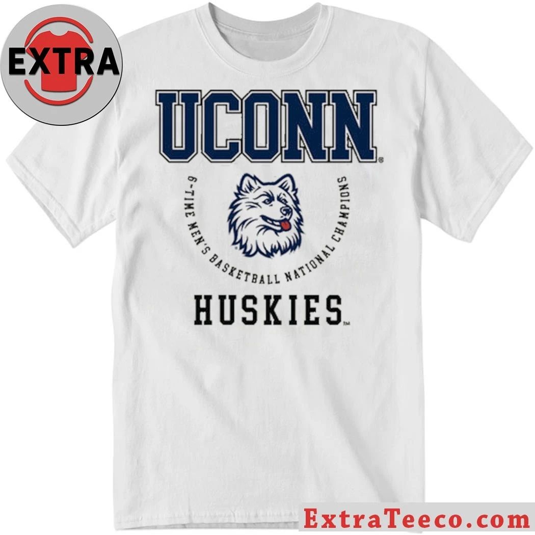 Original UCONN Huskies 6 Time Men’s Basketball National Champions Banner Legacy Basketball Logo Shirt