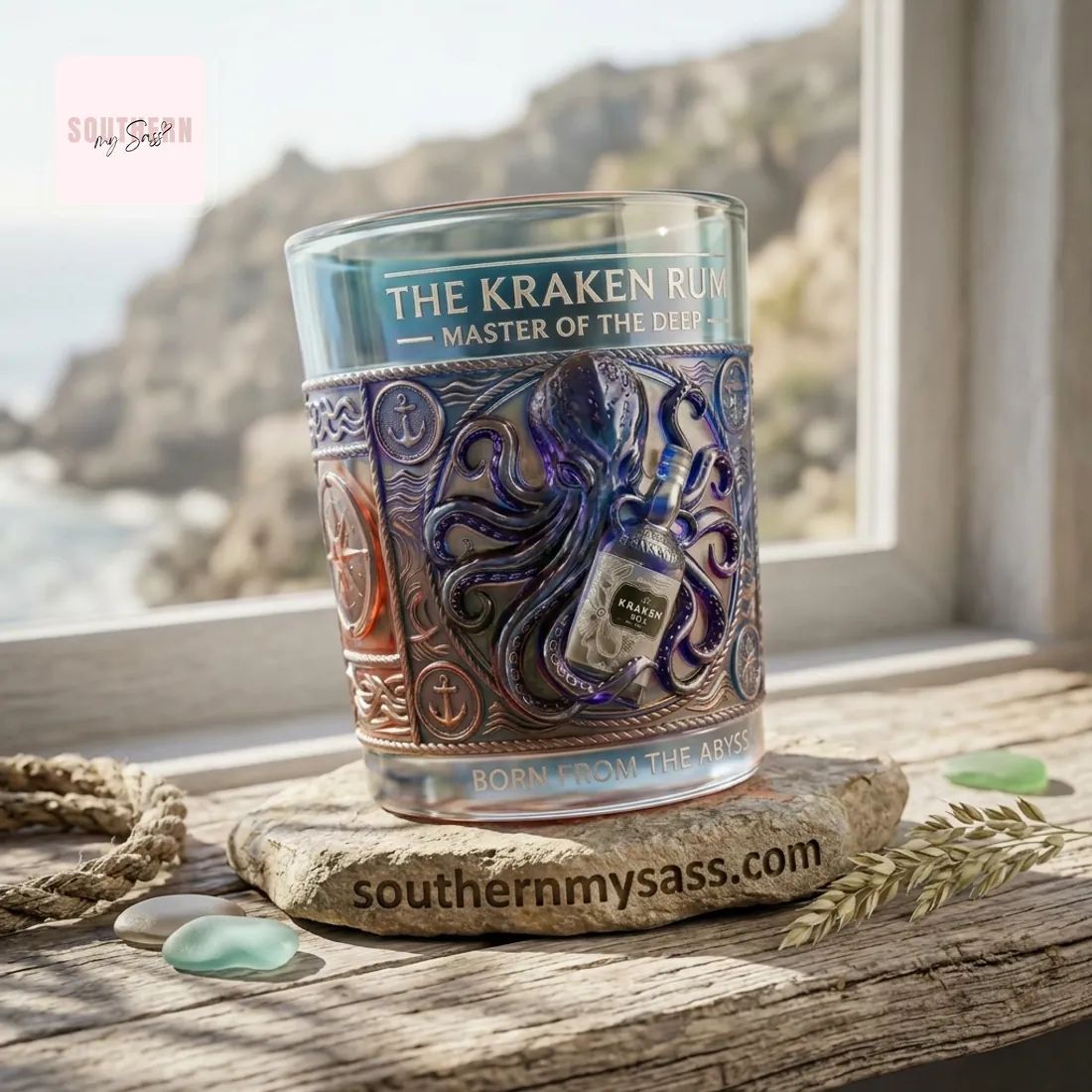 The Kraken Rum Master of the Deep 3D Embossed Premium Whiskey Glass